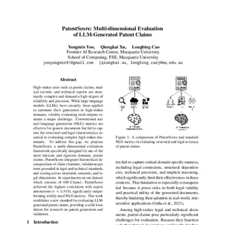 PatentScore: Multi-Dimensional Evaluation of LLM-Generated Patent Claims