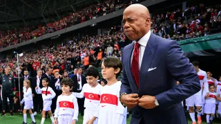 Eric Adams Among Lineup Of Children Escorting Turkey Players Onto Pitch